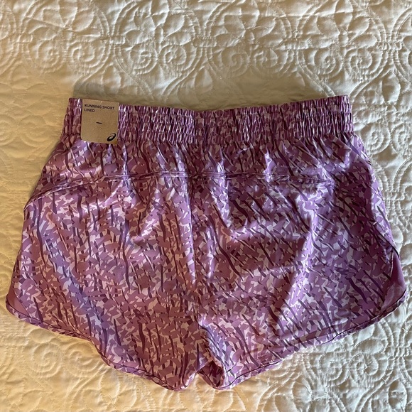 ASICS Women's Purple Print Lined Running Shorts - Picture 3 of 6